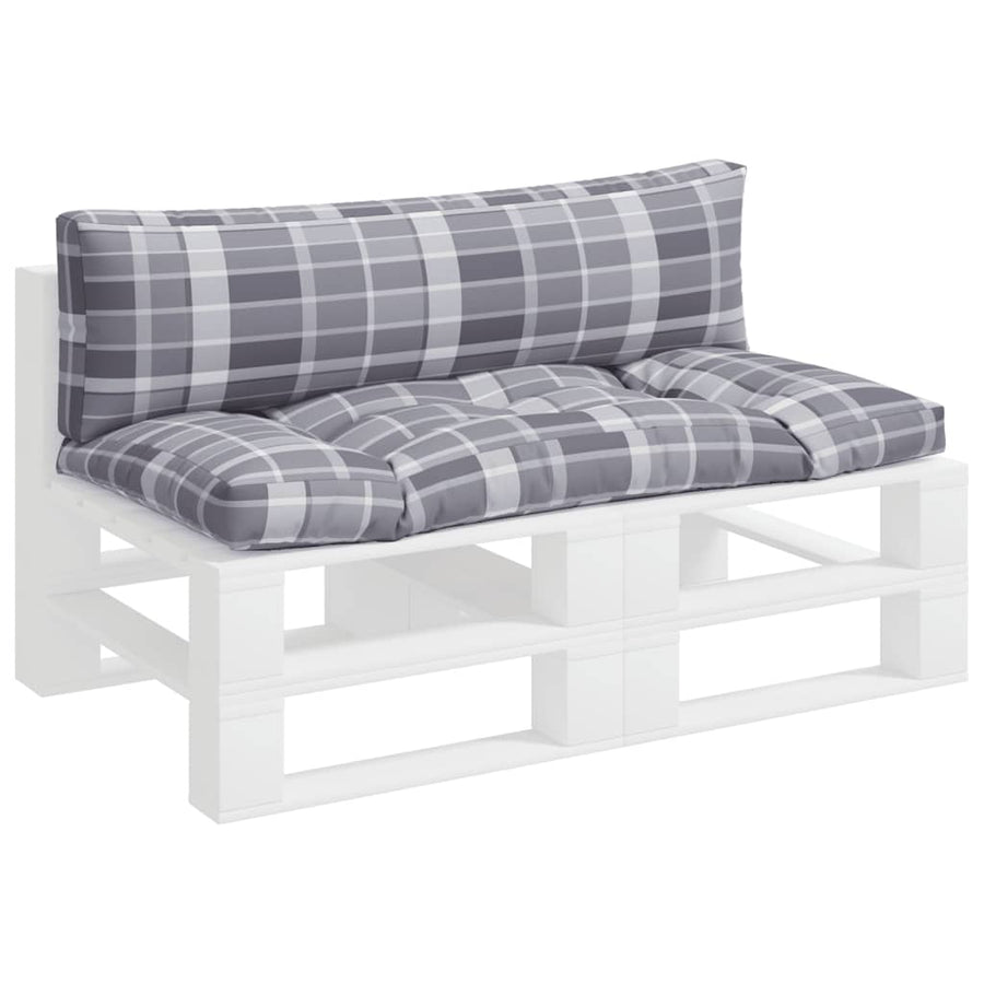 Palletkussens 2 st ruitpatroon stof grijs