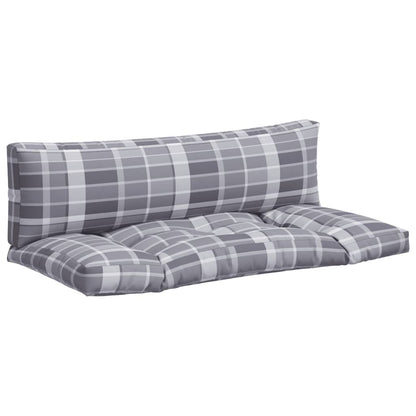 Palletkussens 2 st ruitpatroon stof grijs