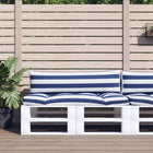 Palletkussens 2 st gestreept 110x58x10 cm blauw wit