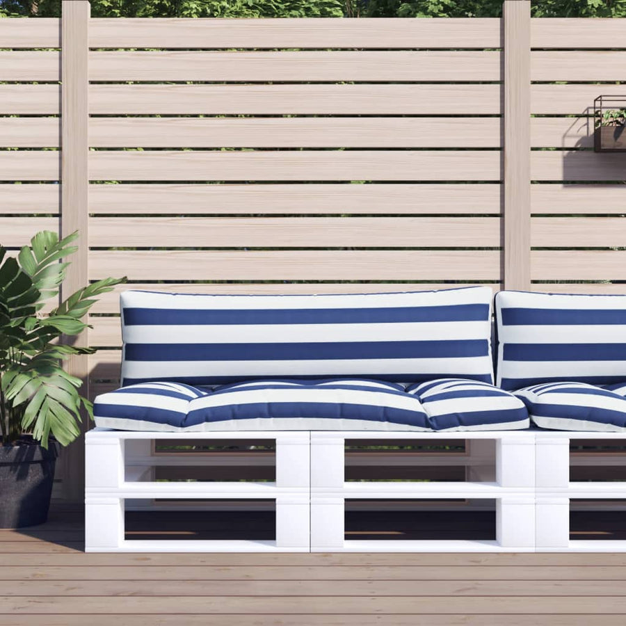 Palletkussens 2 St Gestreept Oxford Stof En Blauw en wit Middenbank