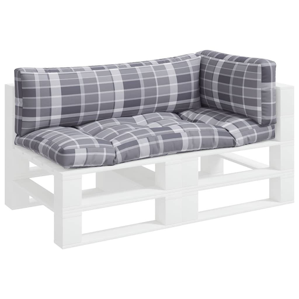 Palletkussens 3 st ruitpatroon stof grijs