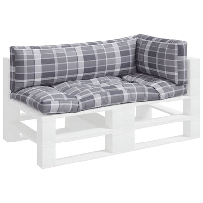 Palletkussens 3 st ruitpatroon stof grijs