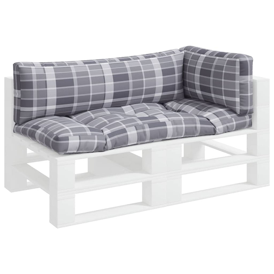 Palletkussens 3 st ruitpatroon stof grijs