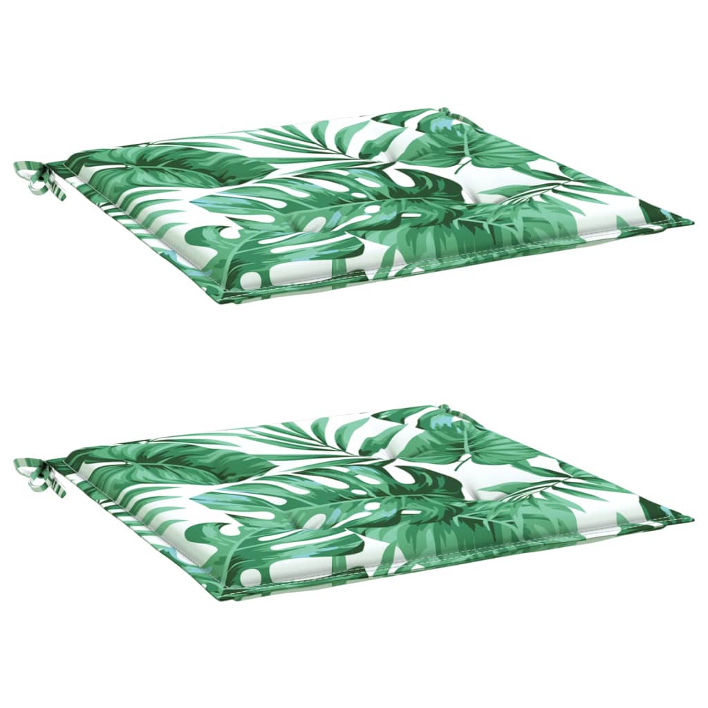 Stoelkussens 2 st bladpatroon 40x40x3 cm stof