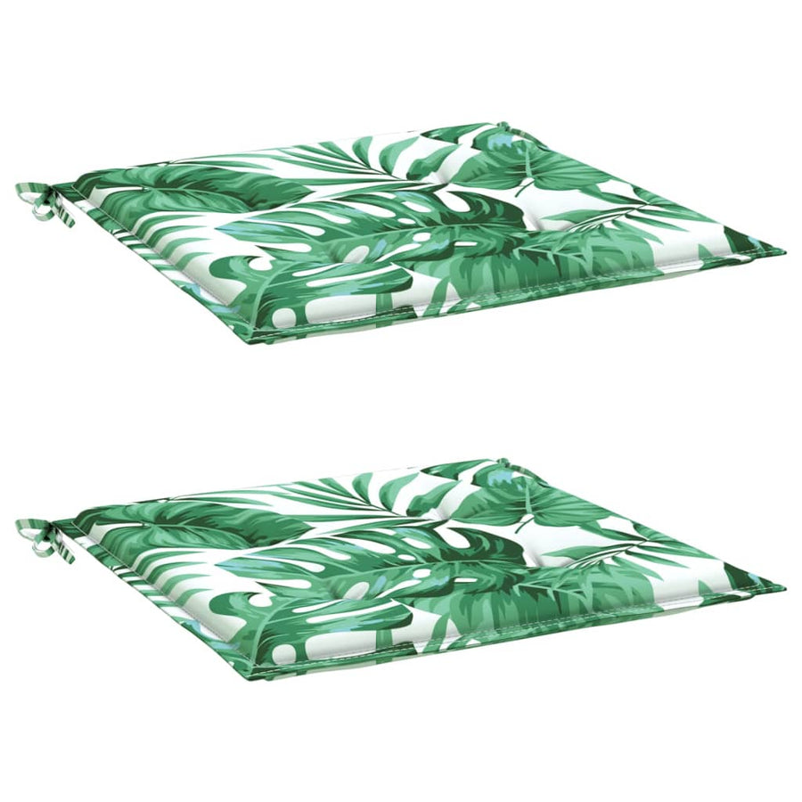 Stoelkussens 2 st bladpatroon 40x40x3 cm stof