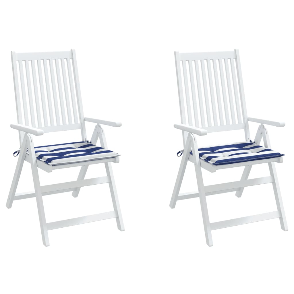 Tuinstoelkussens 2 st gestreept 40x40x3 cm stof wit en blauw 2 40 x 40 x 3 cm Blauw en wit
