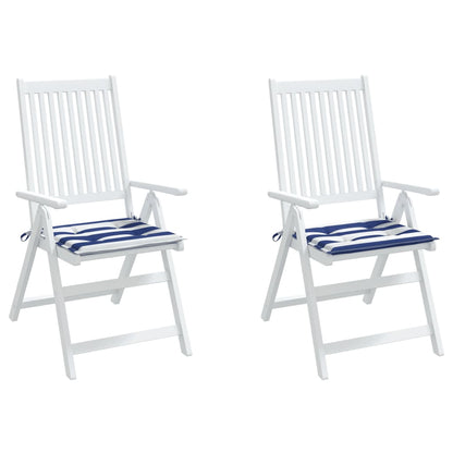 Tuinstoelkussens 2 st gestreept 40x40x3 cm stof wit en blauw 2 40 x 40 x 3 cm Blauw en wit