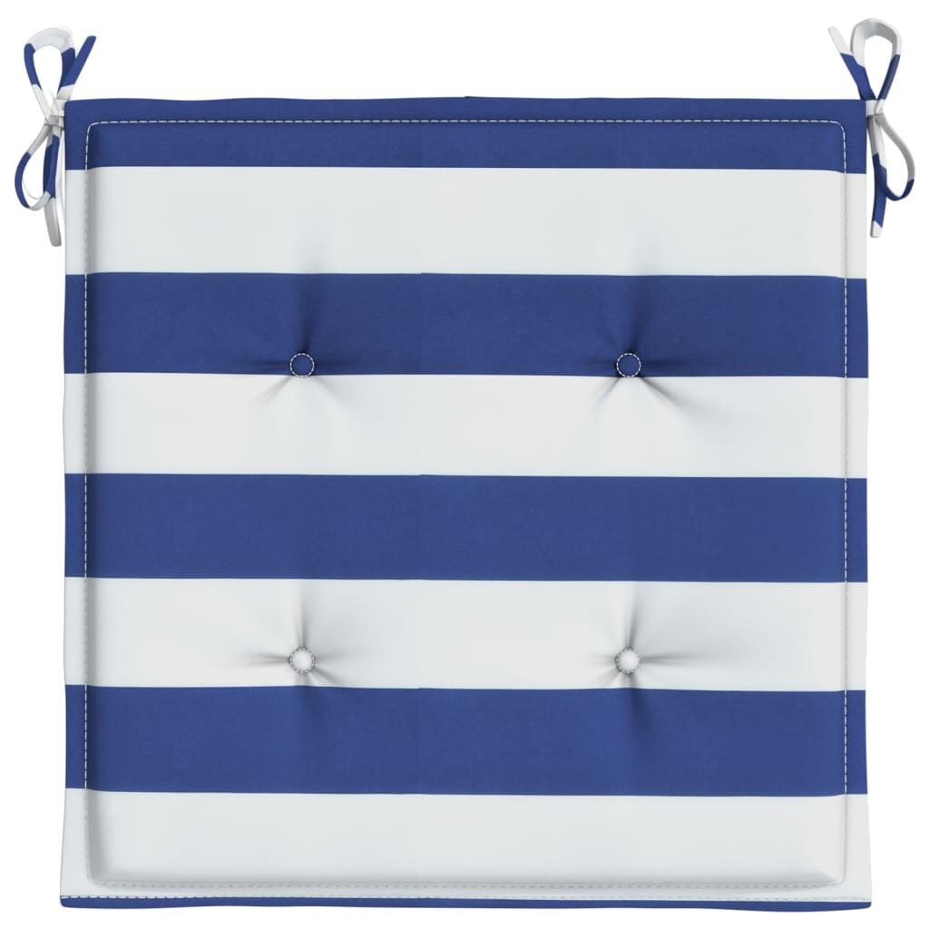 Tuinstoelkussens 2 st gestreept 40x40x3 cm stof wit en blauw 2 40 x 40 x 3 cm Blauw en wit