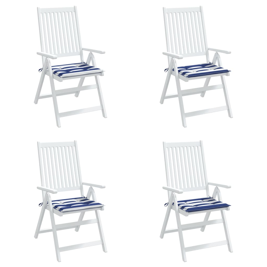 Tuinstoelkussens 4 st gestreept 40x40x3 cm stof wit en blauw 4 40 x 40 x 3 cm Blauw en wit
