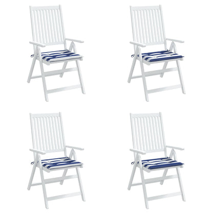 Tuinstoelkussens 4 st gestreept 40x40x3 cm stof wit en blauw 4 40 x 40 x 3 cm Blauw en wit