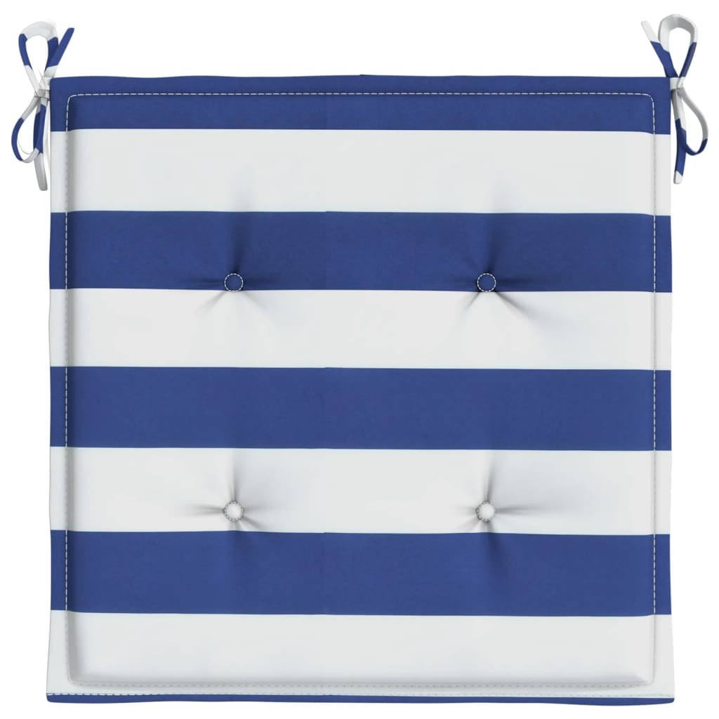Tuinstoelkussens 4 st gestreept 40x40x3 cm stof wit en blauw 4 40 x 40 x 3 cm Blauw en wit
