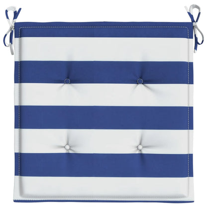 Tuinstoelkussens 4 st gestreept 40x40x3 cm stof wit en blauw 4 40 x 40 x 3 cm Blauw en wit
