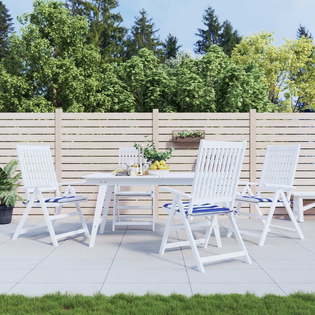 Tuinstoelkussens 4 st gestreept 40x40x3 cm stof wit en blauw 4 40 x 40 x 3 cm Blauw en wit