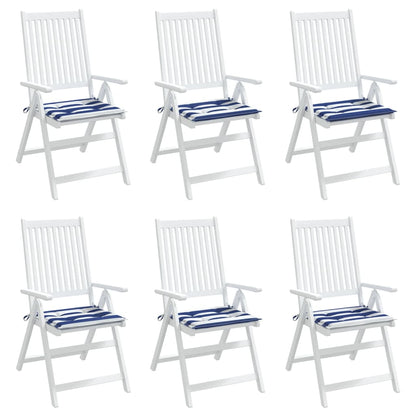 Tuinstoelkussens 6 st gestreept 40x40x3 cm stof wit en blauw 6 40 x 40 x 3 cm Blauw en wit