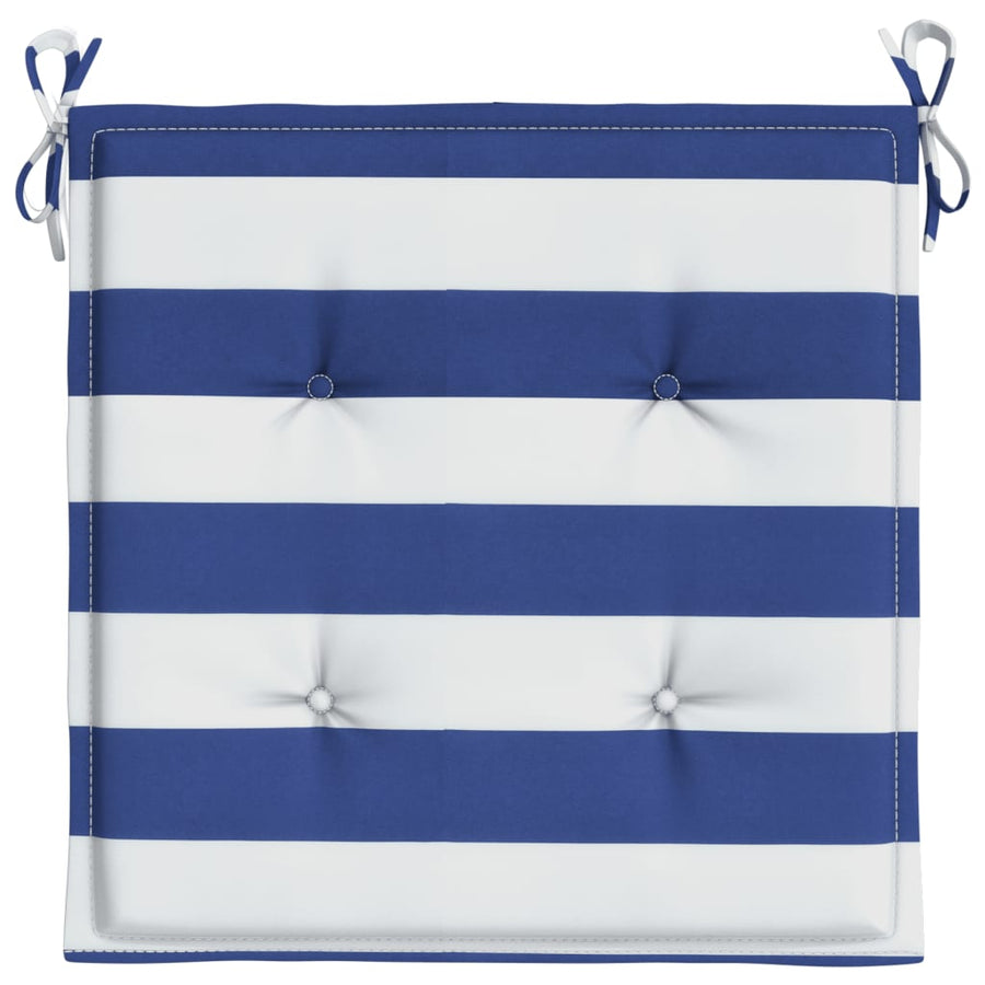 Tuinstoelkussens 6 st gestreept 40x40x3 cm stof wit en blauw 6 40 x 40 x 3 cm Blauw en wit
