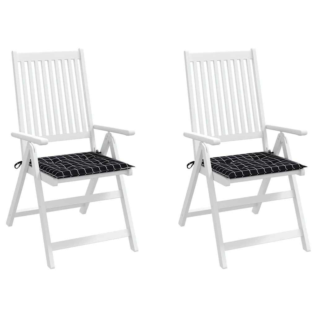 Tuinstoelkussens Ruitpatroon Stof Zwart En Wit 2