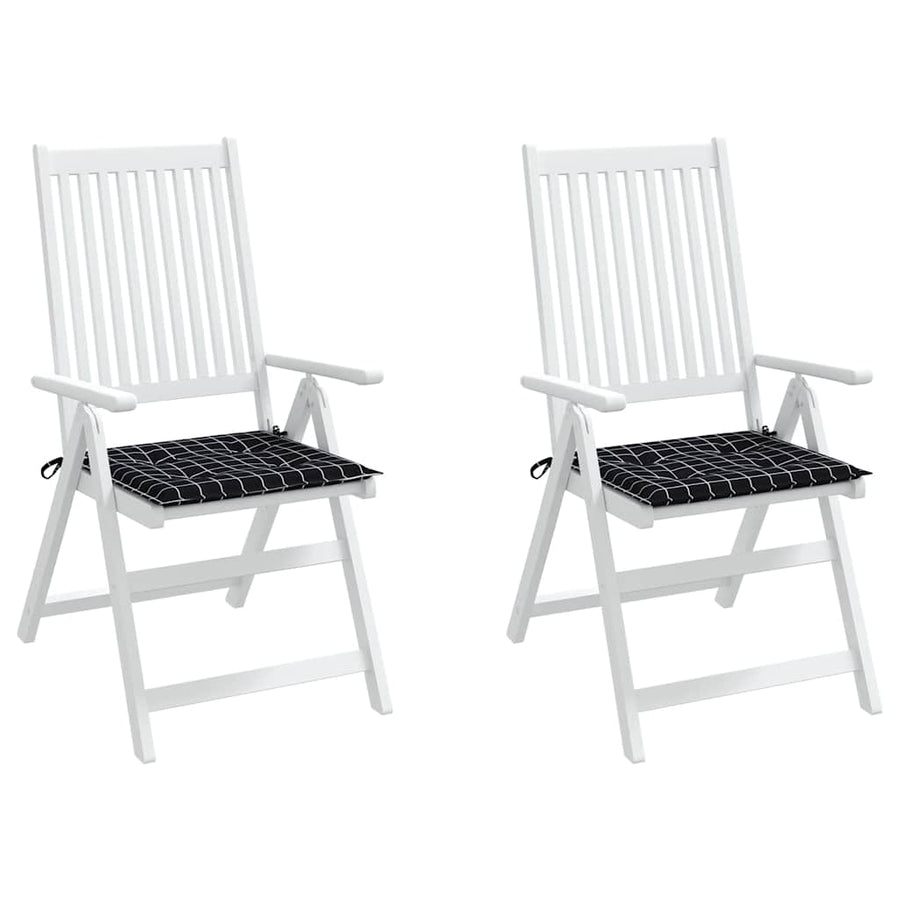 Tuinstoelkussens Ruitpatroon Stof Zwart En Wit 2