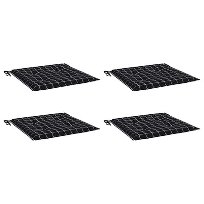 Tuinstoelkussens 4 st ruitpatroon 40x40x3 cm stof zwart