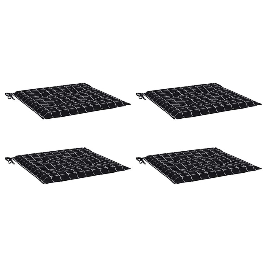 Tuinstoelkussens 4 st ruitpatroon 40x40x3 cm stof zwart