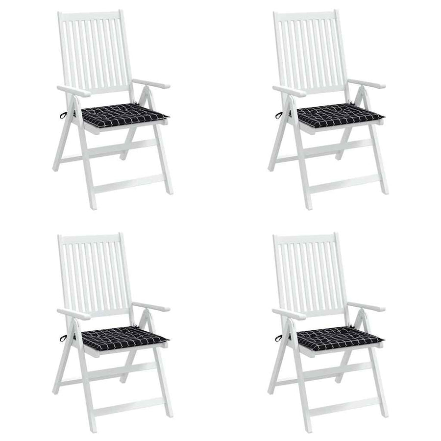 Tuinstoelkussens 4 st ruitpatroon 40x40x3 cm stof zwart