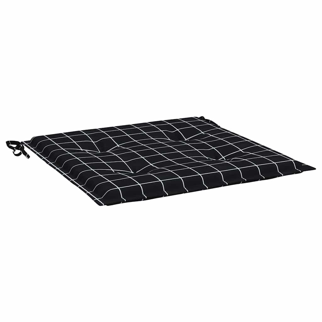 Tuinstoelkussens 4 st ruitpatroon 40x40x3 cm stof zwart