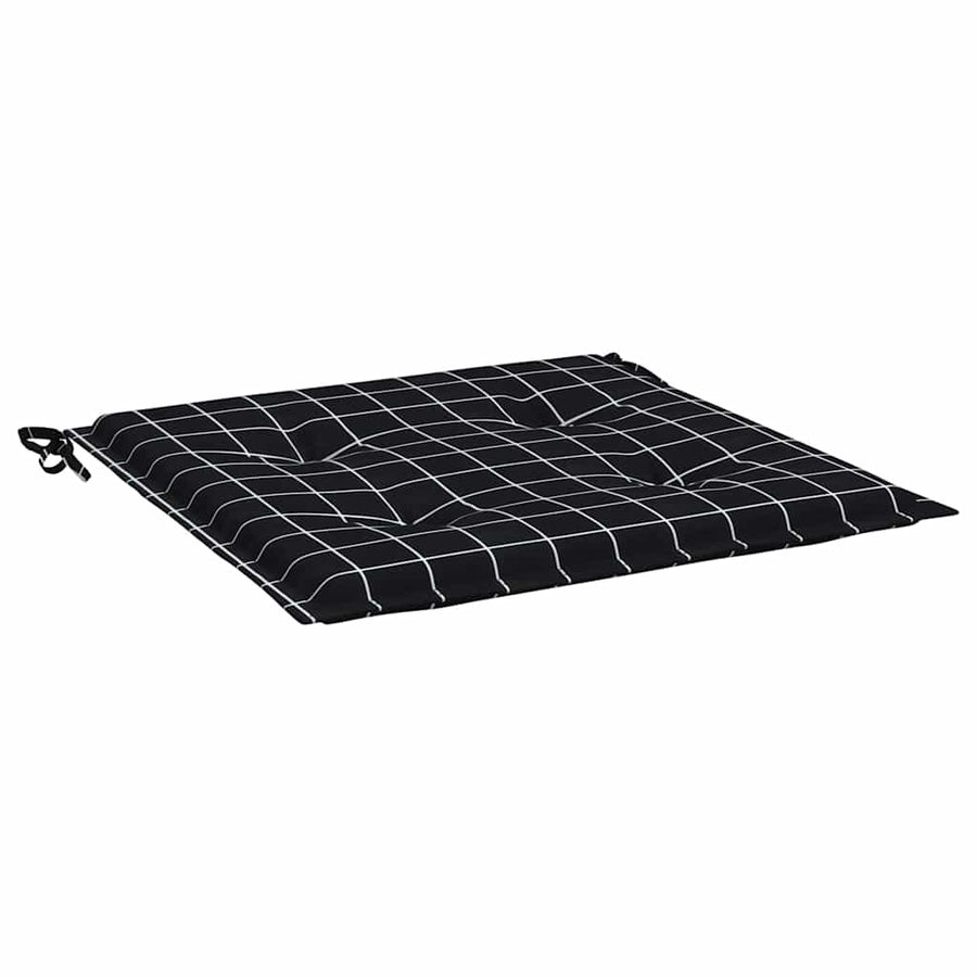Tuinstoelkussens 4 st ruitpatroon 40x40x3 cm stof zwart