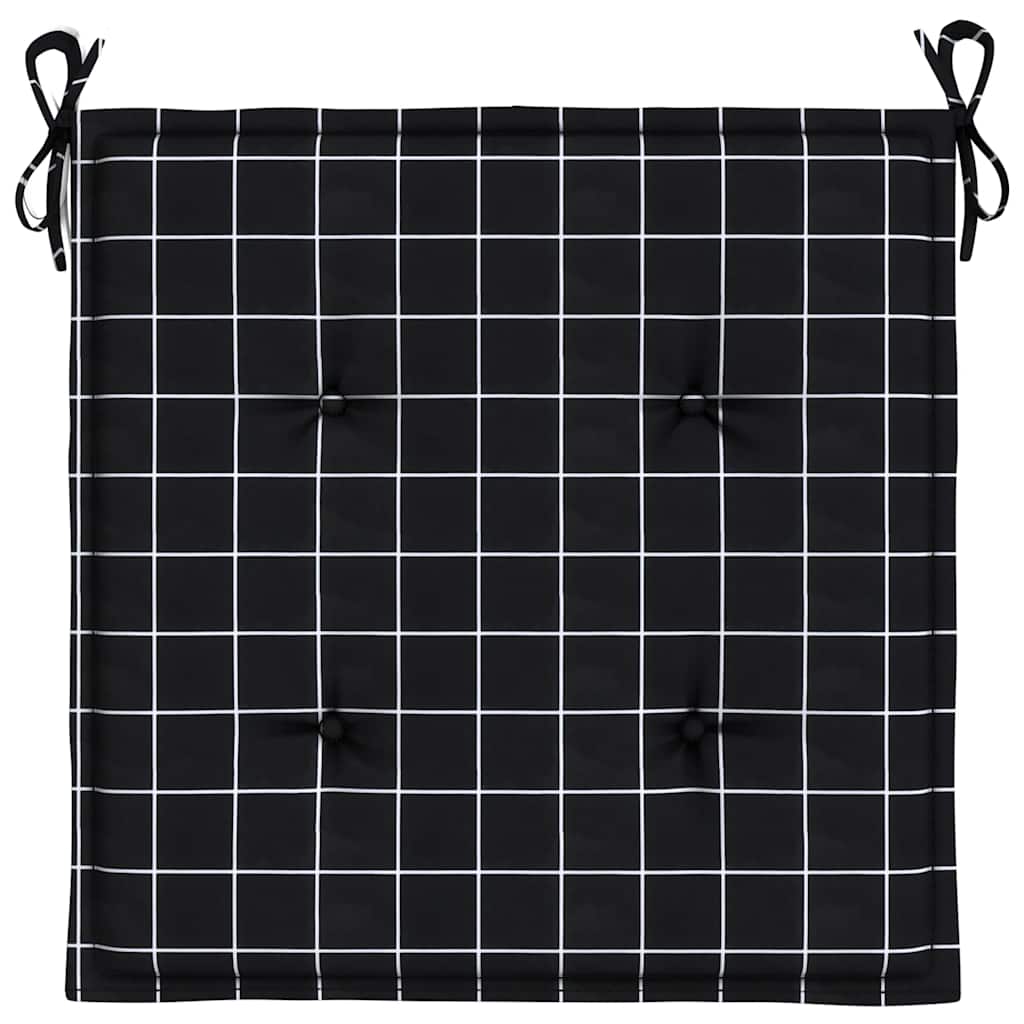Tuinstoelkussens 4 st ruitpatroon 40x40x3 cm stof zwart