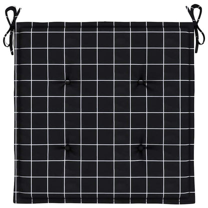 Tuinstoelkussens 4 st ruitpatroon 40x40x3 cm stof zwart