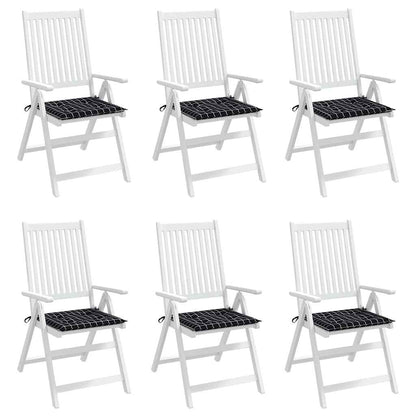 Tuinstoelkussens 6 st ruitpatroon 40x40x3 cm stof zwart