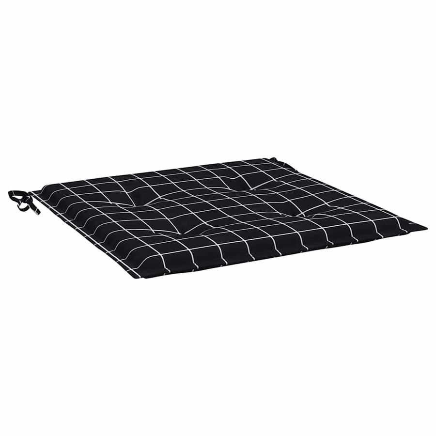 Tuinstoelkussens 6 st ruitpatroon 40x40x3 cm stof zwart