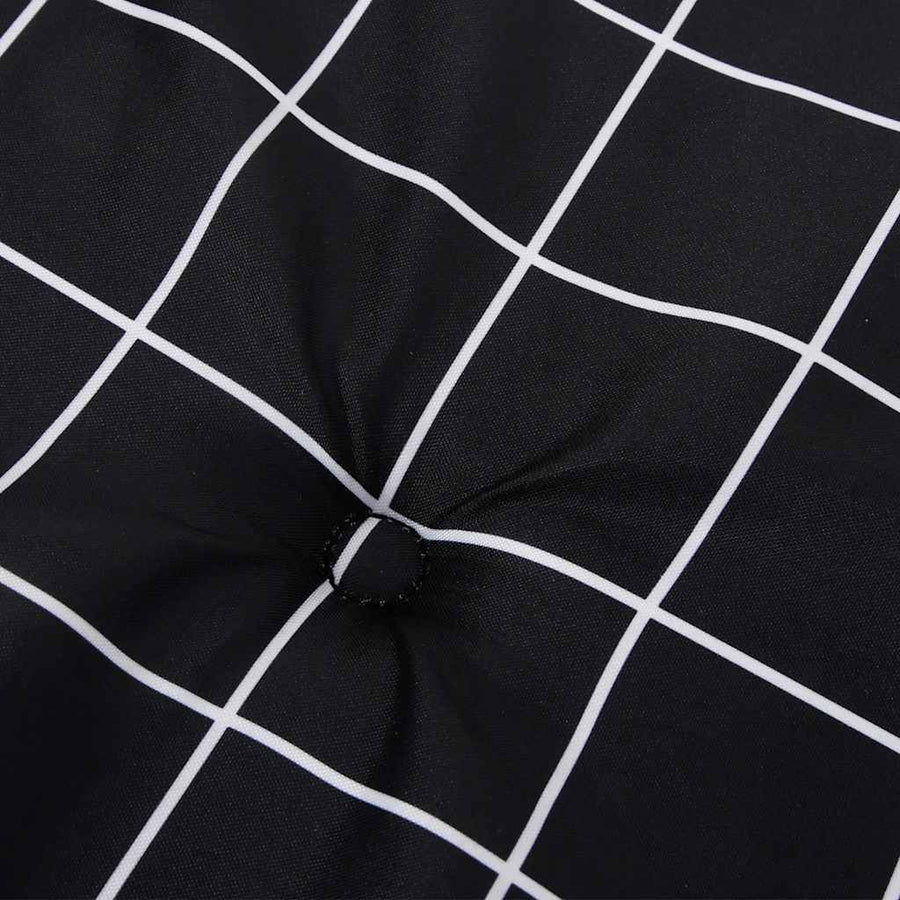 Tuinstoelkussens 6 st ruitpatroon 40x40x3 cm stof zwart