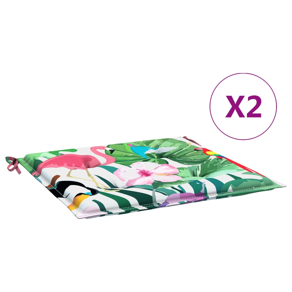 Tuinstoelkussens 2 st 40x40x3 cm stof meerkleurig 2 40 x 40 x 3 cm Groen en roze