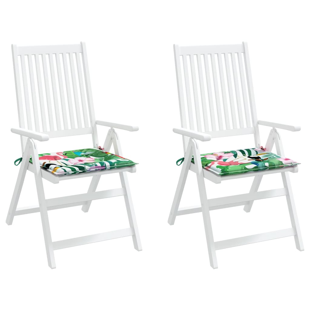 Tuinstoelkussens 2 st 40x40x3 cm stof meerkleurig 2 40 x 40 x 3 cm Groen en roze