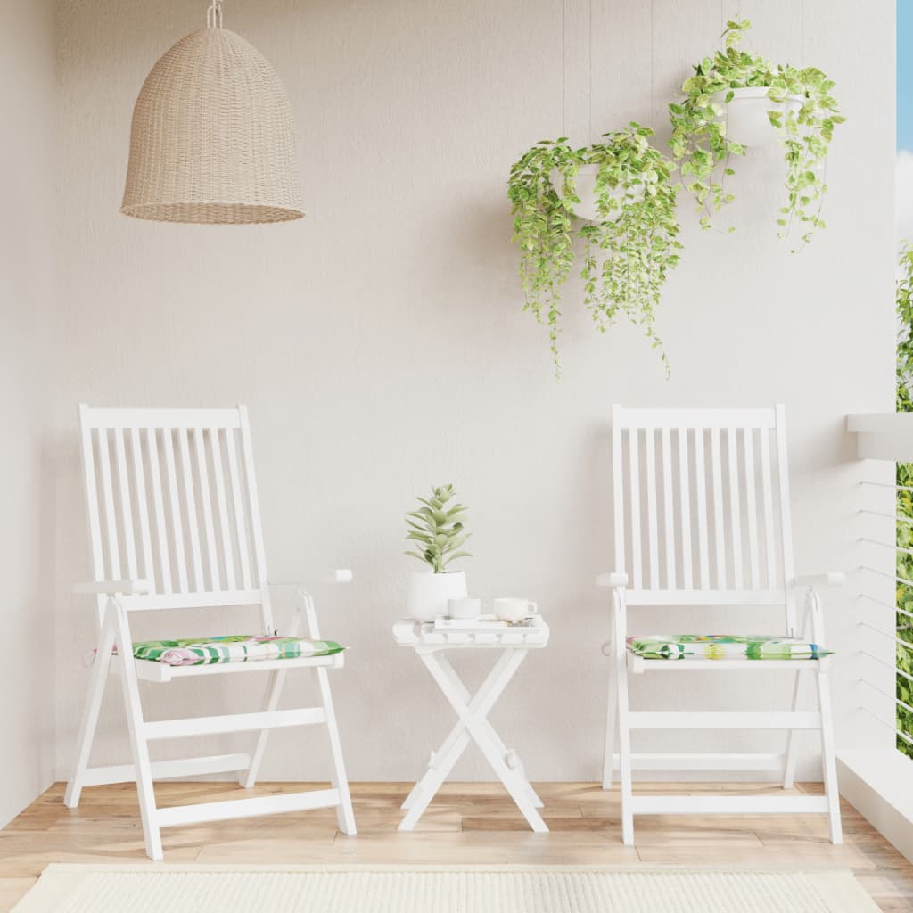 Tuinstoelkussens 2 st 40x40x3 cm stof meerkleurig 2 40 x 40 x 3 cm Groen en roze