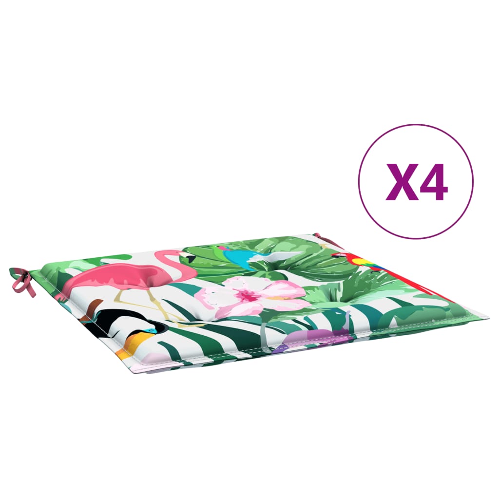 Tuinstoelkussens 4 st 40x40x3 cm stof meerkleurig 4 40 x 40 x 3 cm Groen en roze