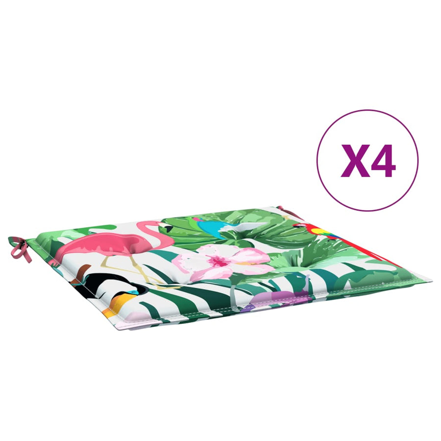 Tuinstoelkussens 4 st 40x40x3 cm stof meerkleurig 4 40 x 40 x 3 cm Groen en roze
