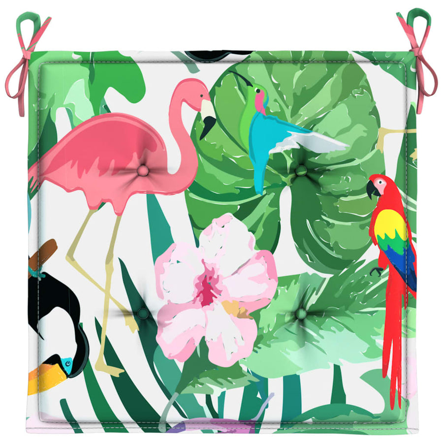 Tuinstoelkussens 4 st 40x40x3 cm stof meerkleurig 4 40 x 40 x 3 cm Groen en roze