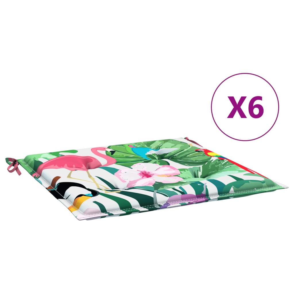 Tuinstoelkussens 6 st 40x40x3 cm stof meerkleurig 6 40 x 40 x 3 cm Groen en roze