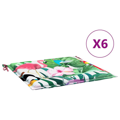 Tuinstoelkussens 6 st 40x40x3 cm stof meerkleurig 6 40 x 40 x 3 cm Groen en roze