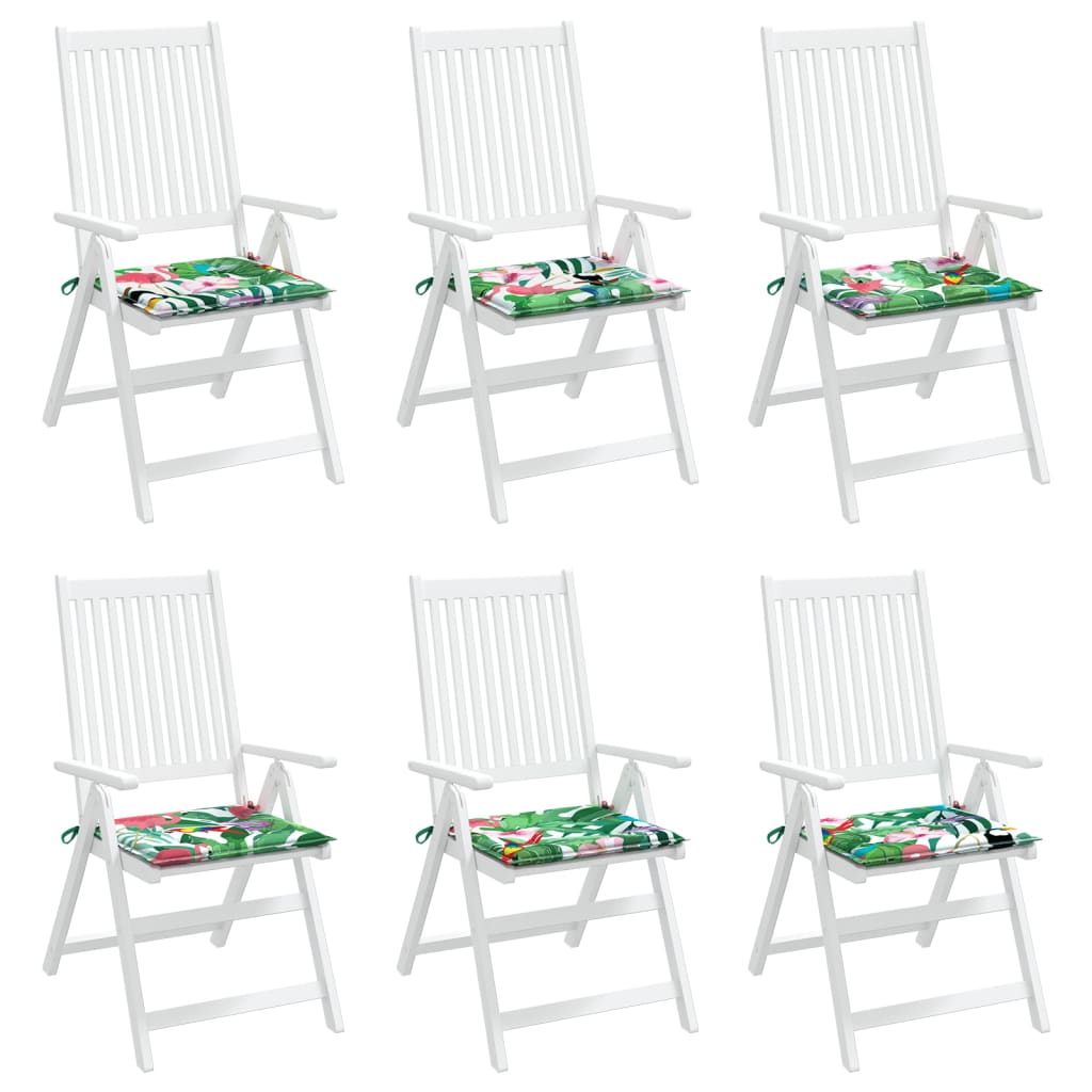 Tuinstoelkussens 6 st 40x40x3 cm stof meerkleurig 6 40 x 40 x 3 cm Groen en roze