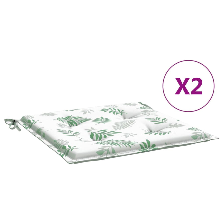 Stoelkussens 2 st bladpatroon 40x40x3 cm stof