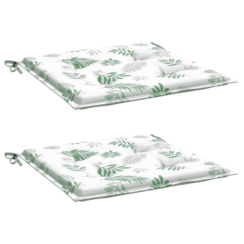 Stoelkussens 2 st bladpatroon 40x40x3 cm stof