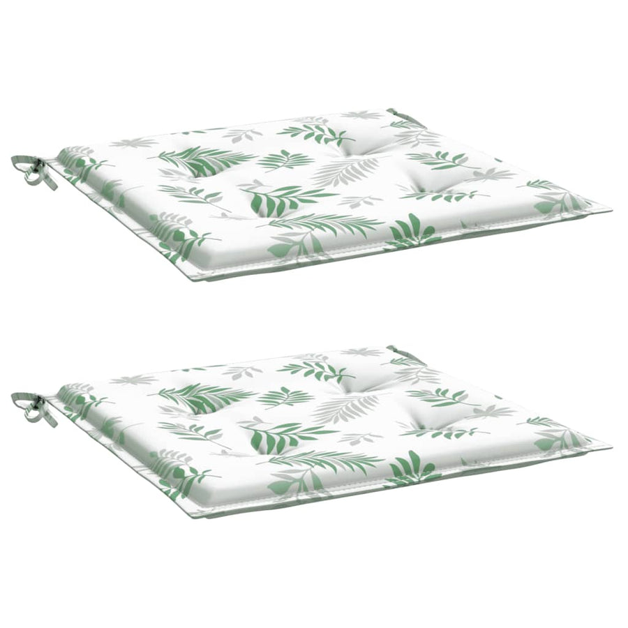 Stoelkussens 2 st bladpatroon 40x40x3 cm stof