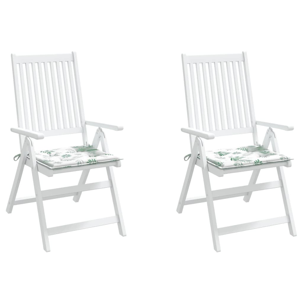 Stoelkussens 2 st bladpatroon 40x40x3 cm stof