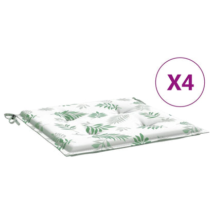 Stoelkussens 4 st bladpatroon 40x40x3 cm stof