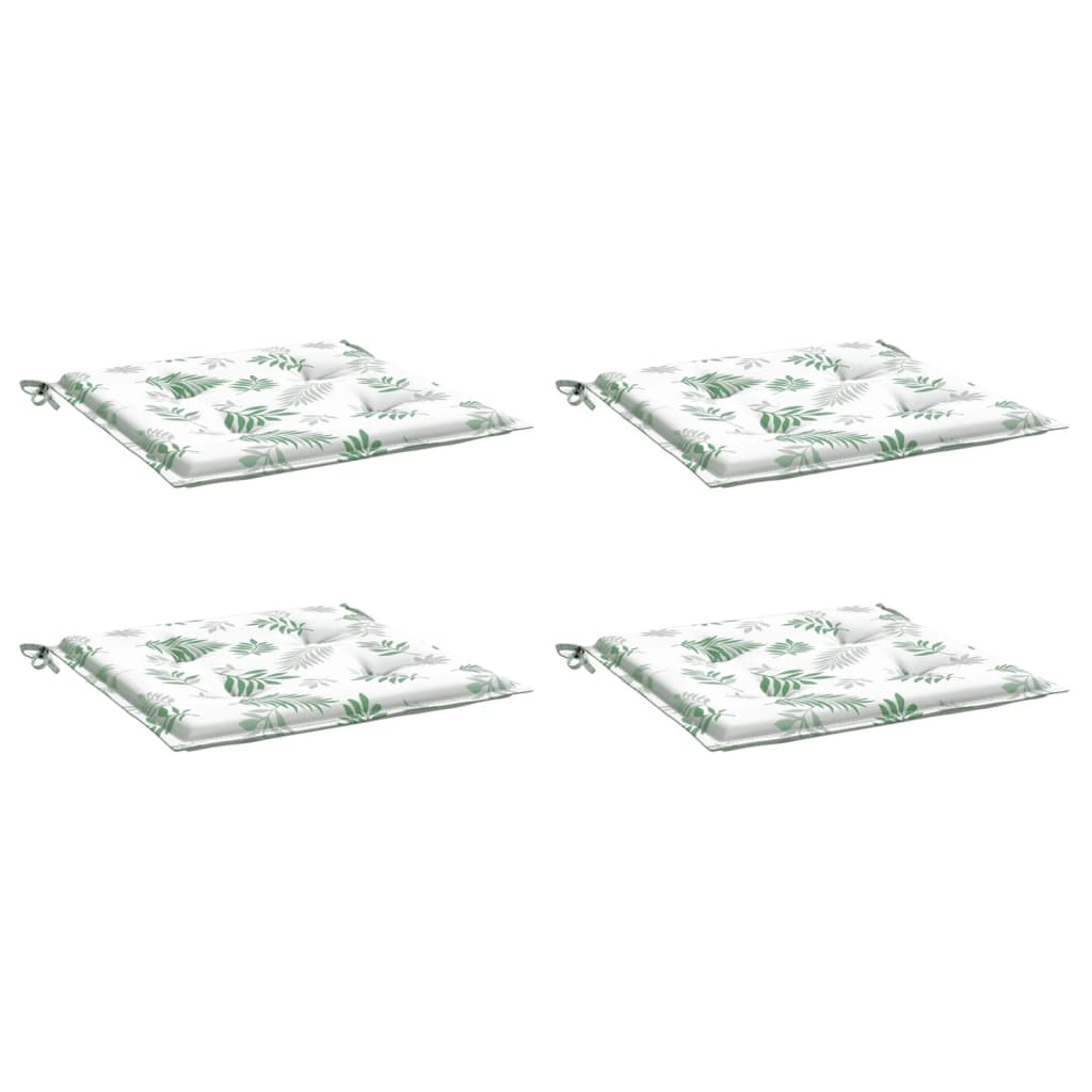 Stoelkussens 4 st bladpatroon 40x40x3 cm stof