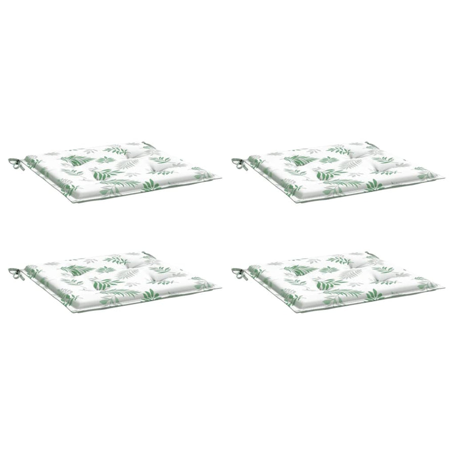 Stoelkussens 4 st bladpatroon 40x40x3 cm stof