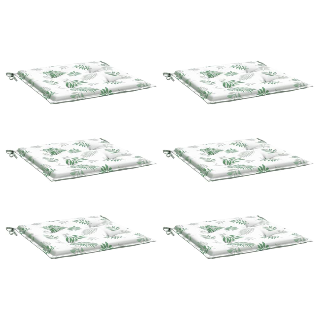 Stoelkussens 6 st bladpatroon 40x40x3 cm stof