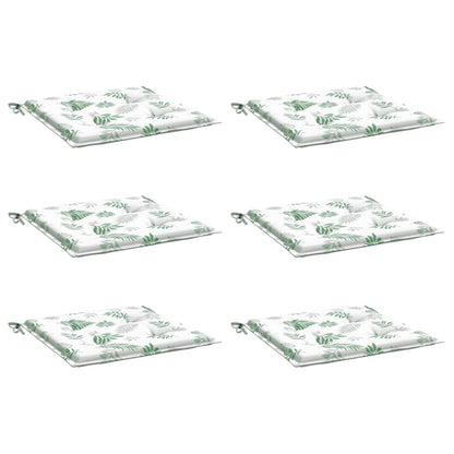 Stoelkussens 6 st bladpatroon 40x40x3 cm stof