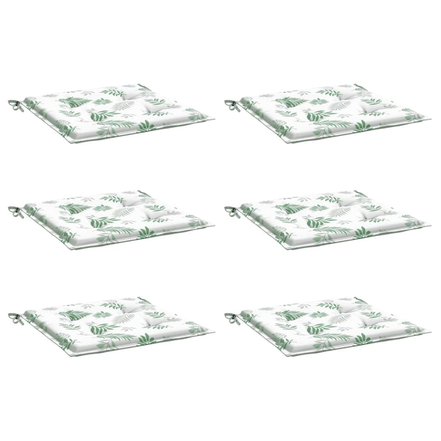 Stoelkussens 6 st bladpatroon 40x40x3 cm stof